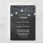 Twilight Blue String Lights Wedding Invitation Kaart (Voorkant)