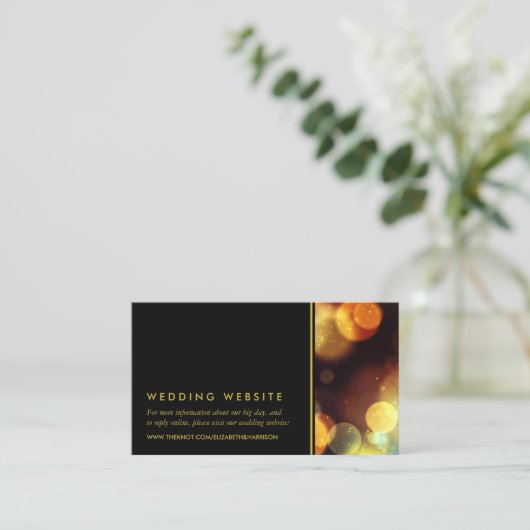 Twilight Bokeh Lights Bruiloft Website Informatiekaartje (Staand voorkant)