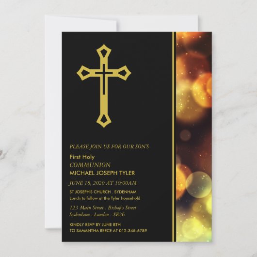 Twilight Bokeh Lights, eerste Heilige Communie Kaart (Voorkant)