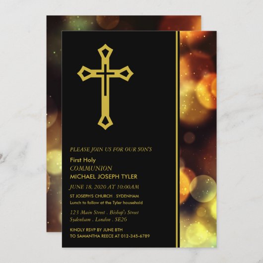 Twilight Bokeh Lights, eerste Heilige Communie Kaart (Voorkant / Achterkant)