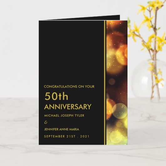 Twilight Bokeh Lights, Jubileum Kaart (Gele Bloem)