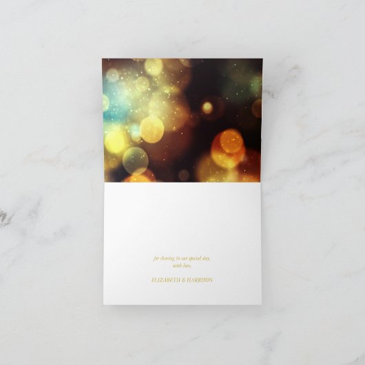 Twilight Bokeh Lights Wedding Bedankkaart (Binnen)