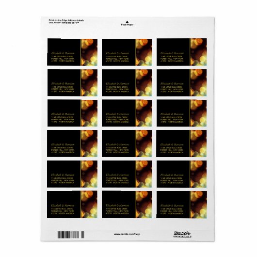 Twilight Bokeh Lights Wedding Etiket (Full Sheet)