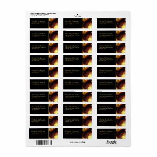 Twilight Bokeh Lights Wedding Etiket (Full Sheet)