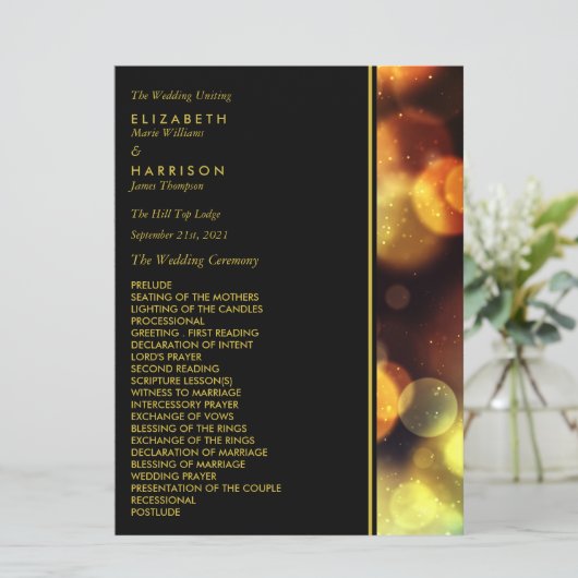 Twilight Bokeh Lights Wedding Programmakaart (Staand voorkant)