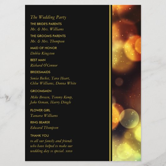 Twilight Bokeh Lights Wedding Programmakaart (Achterkant)