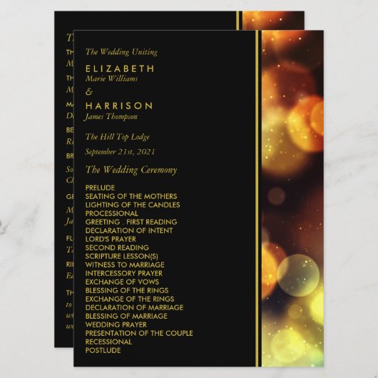 Twilight Bokeh Lights Wedding Programmakaart (Voorkant / Achterkant)