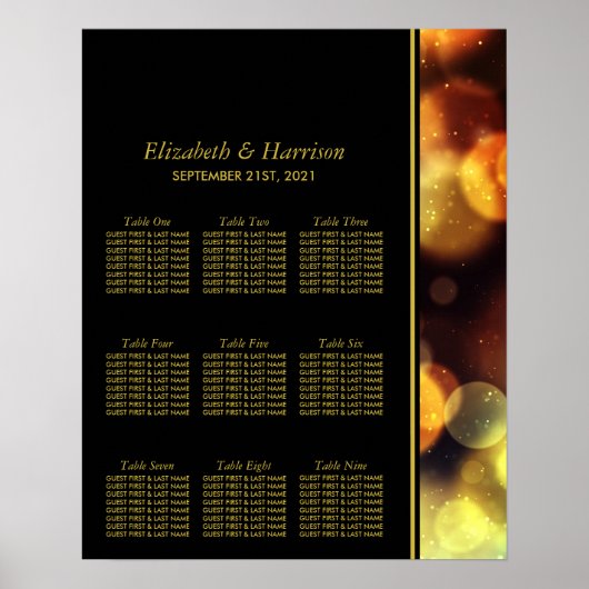 Twilight Bokeh Lights Wedding Wedding Seat Poster (Voorkant)