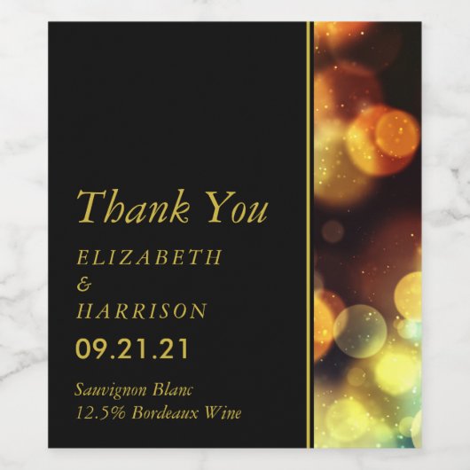 Twilight Bokeh Lights Wedding Wijn Etiket (Enkel label)