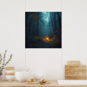 Twilight Campfire – Mystical Forest Art Print (Keuken)