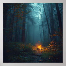 Twilight Campfire – Mystical Forest Art Print