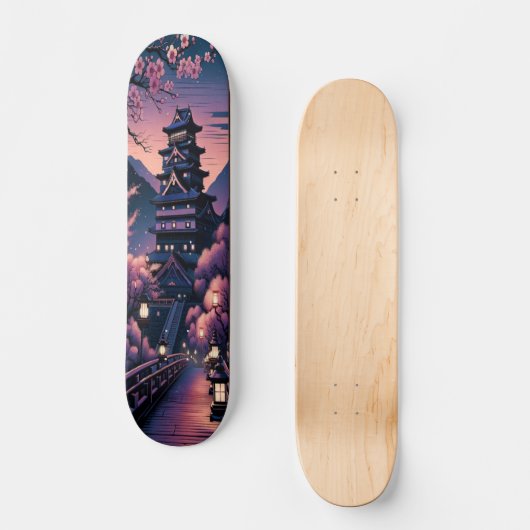 Twilight Castle en Cherry Blossoms Persoonlijk Skateboard (Voorkant)