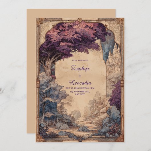 Twilight Castle Enchanted Forest bruiloft Kaart (Voorkant / Achterkant)