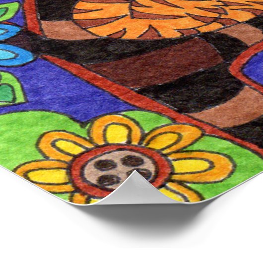 Twilight Cat Tree of Life Folk Art Poster (Hoek)