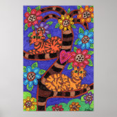 Twilight Cat Tree of Life Folk Art Poster (Voorkant)
