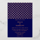 Twilight Charms Roos Gold Navy Blue Wedding Folie Uitnodiging (Voorkant)