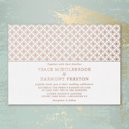 Twilight Charms Roos Gold White Wedding Folie Uitnodiging