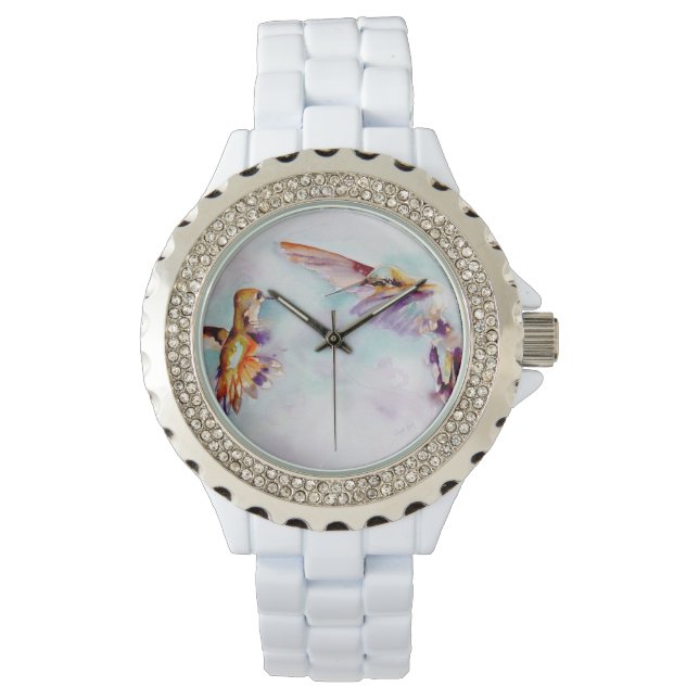 Twilight Dancers Hummingbird Print Horloge (Voorkant)