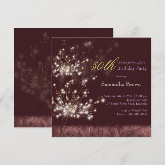 Twilight Dandelion 50ste verjaardagsfeestje Kaart (Voorkant / Achterkant)