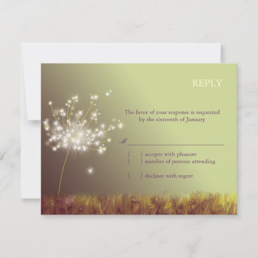 Twilight Dandelion Wedding RSVP (Voorkant)
