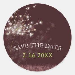 Twilight Dandelion Wedding Save the Date Ronde Sticker