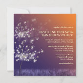 Twilight Dandelions Floral Wedding Kaart (Voorkant)