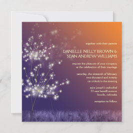 Twilight Dandelions Floral Wedding Kaart