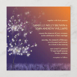 Twilight Dandelions Floral Wedding Kaart