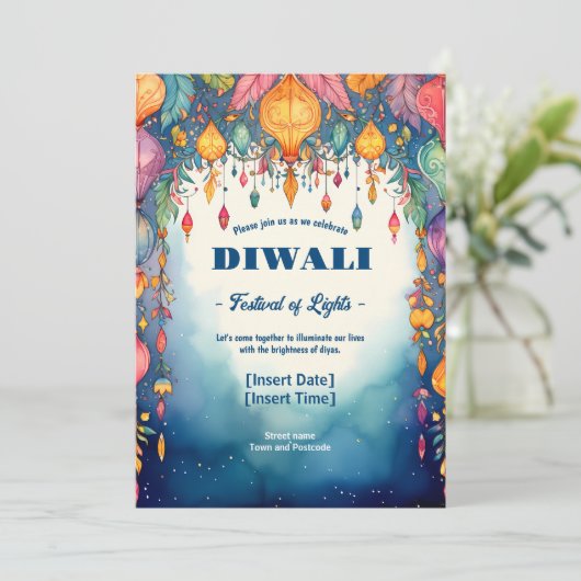 Twilight Diwali Elegance Kaart (Staand voorkant)