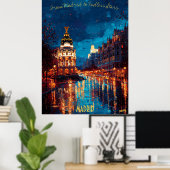 Twilight Dreams of Madrid - Cityscape at Dusk Poster (Thuiskantoor)
