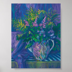 Twilight en Goldenrod Wildbloemen Deegschilderen Poster