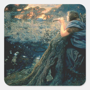 "Twilight Fantasy" door Edward Robert Hughes Vierkante Sticker