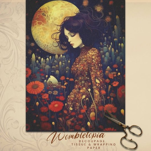 Twilight Floral Fantasy Art Nouveau Portret Tissuepapier