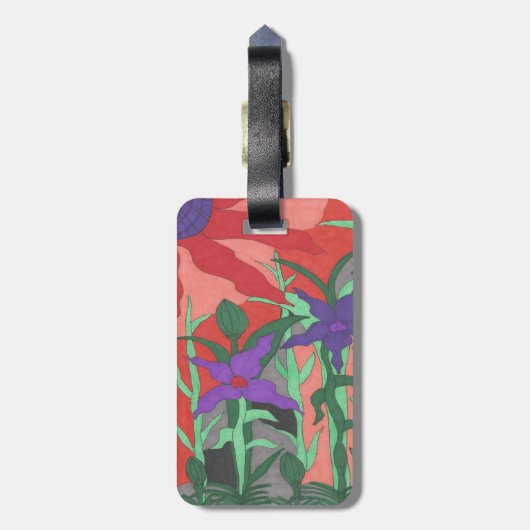 Twilight Floral Garden Bagagelabel (Achterkant verticaal)