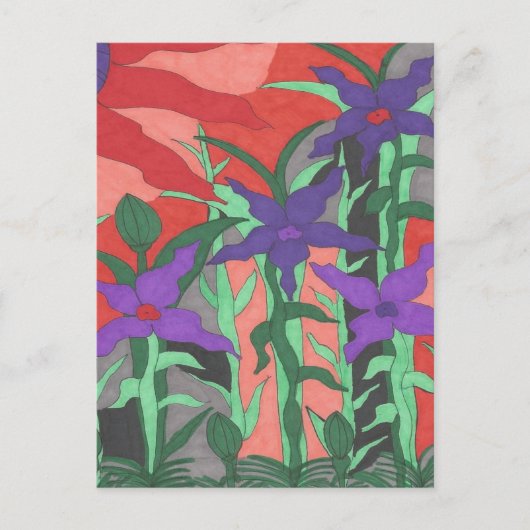 Twilight Floral Garden Briefkaart (Voorkant)