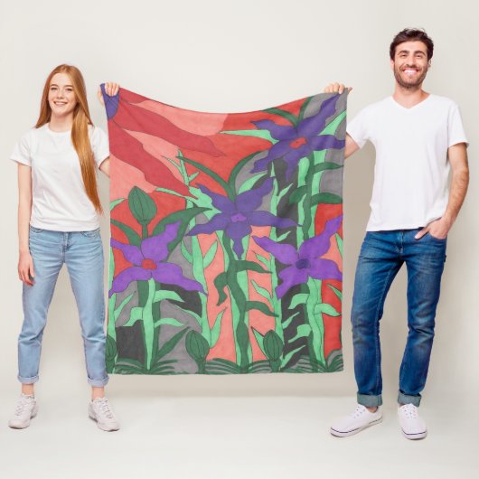 Twilight Floral Garden Fleece Deken (In situ)