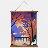 Twilight Forest Christmas Santa Sleigh Hangend Wandkleed (Voorkant)