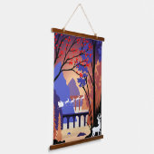 Twilight Forest Christmas Santa Sleigh Hangend Wandkleed (Gebogen)