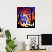 Twilight Forest Christmas Santa Sleigh Poster (Thuiskantoor)