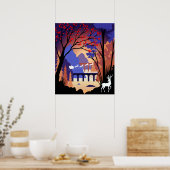 Twilight Forest Christmas Santa Sleigh Poster (Keuken)