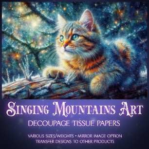 Twilight Forest Houtland Fantasie Kat Decoupage Tissuepapier