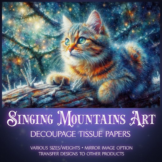Twilight Forest Houtland Fantasie Kat Decoupage  Tissuepapier