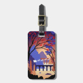 Twilight Forest Kerstmis Kerstman slee Bagagelabel (Voorkant verticaal)