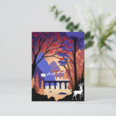 Twilight Forest Kerstmis Kerstman slee Feestdagenkaart (Staand voorkant)