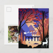 Twilight Forest Kerstmis Kerstman slee Feestdagenkaart (Voorkant / Achterkant)