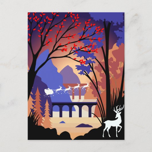 Twilight Forest Kerstmis Kerstman slee Feestdagenkaart (Voorkant)
