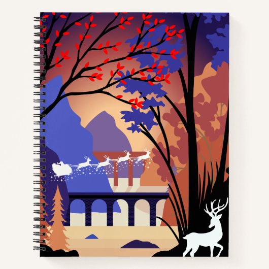Twilight Forest Kerstmis Kerstman slee Notitieboek (Voorkant)