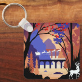 Twilight Forest Kerstmis Kerstman slee Sleutelhanger (Voorkant)