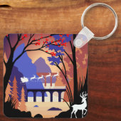 Twilight Forest Kerstmis Kerstman slee Sleutelhanger (Achterkant)