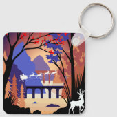 Twilight Forest Kerstmis Kerstman slee Sleutelhanger (Achterkant)